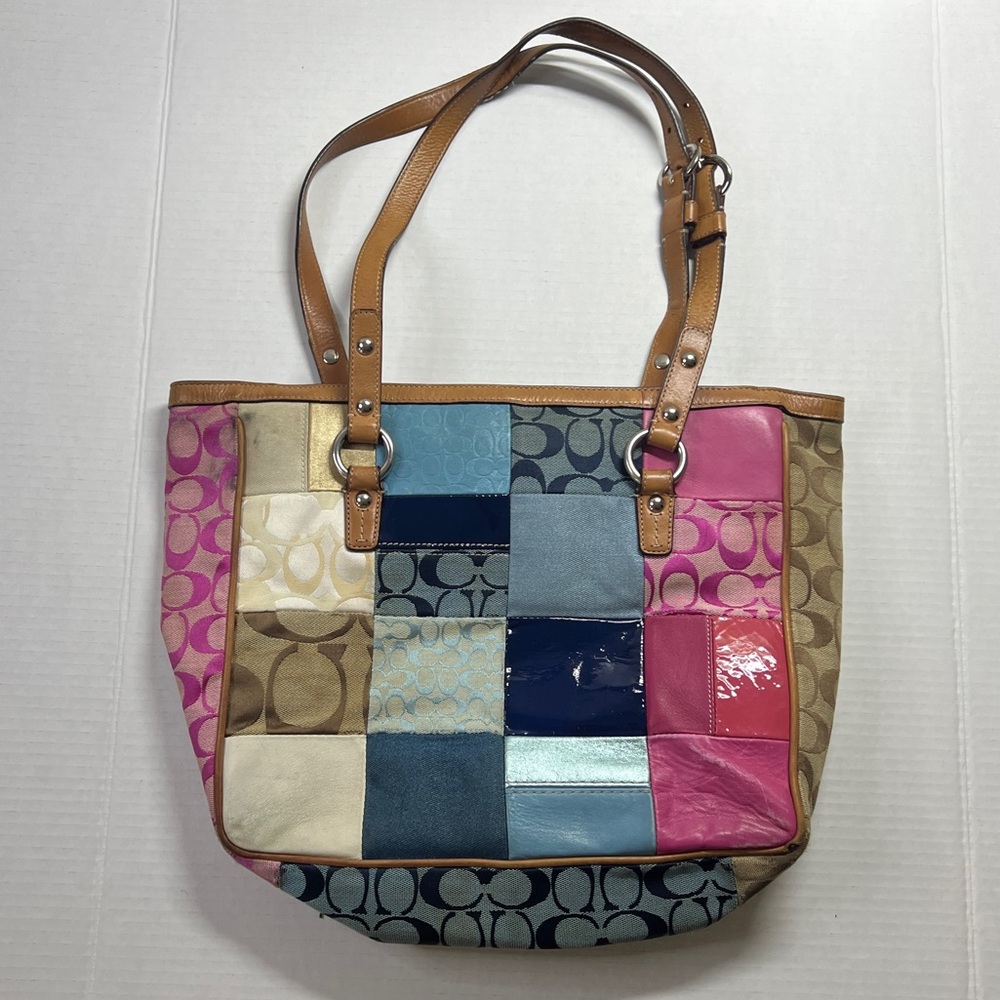 Vintage Y2K Coach Patchwork Tote Purse L0949-F14653